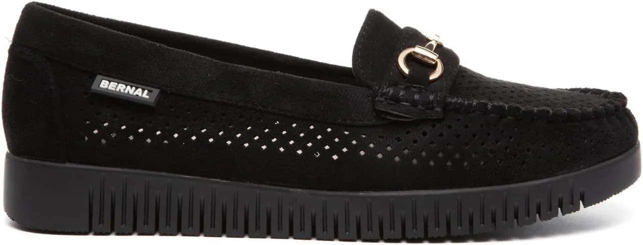 Bernal Loafers for Women Slip On Penny Loafers Hollow Out Breathable Slip On Flat Shoes Work Walking Shoes with Buckle