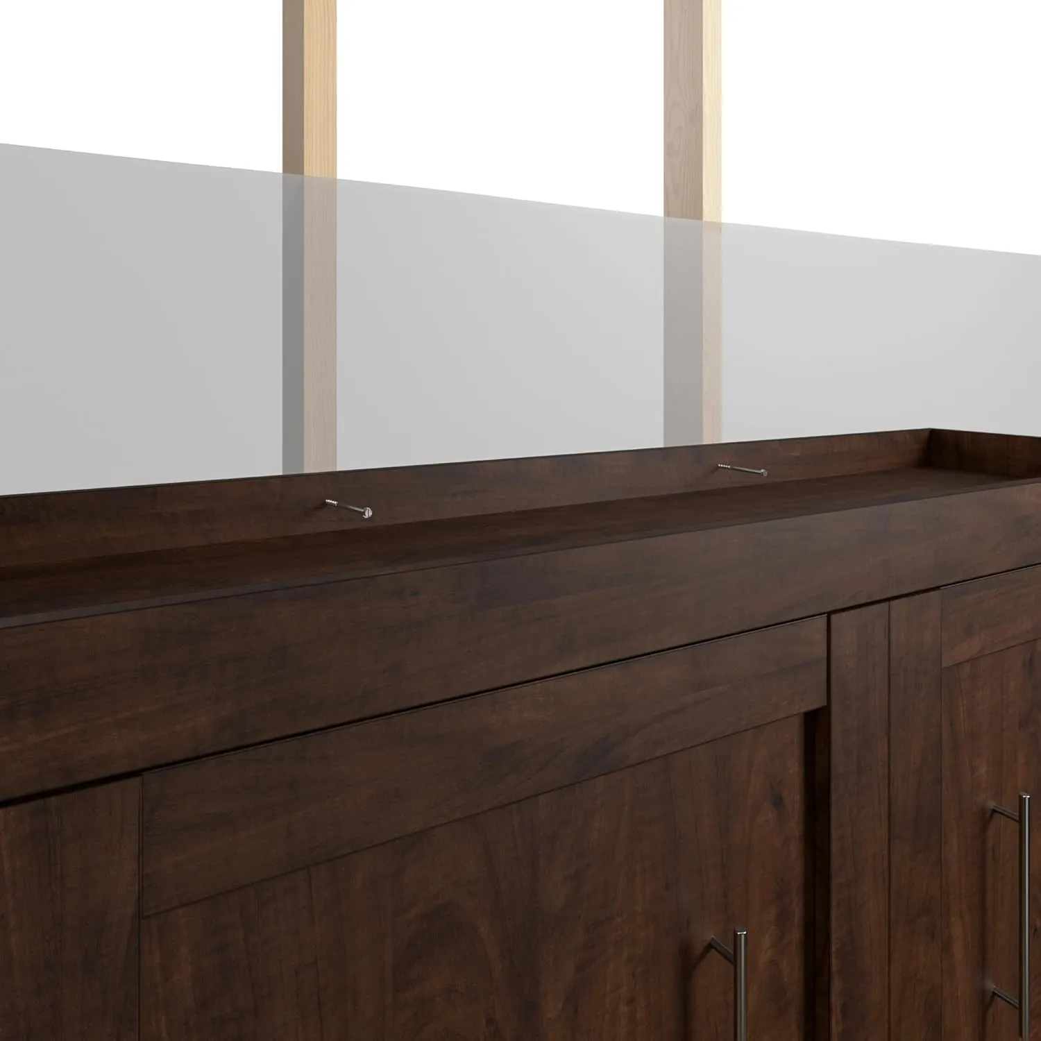 Bestar Pur Queen Size Murphy Bed in Chocolate, 65-inch Space-Saving Sleeping Arrangement for Multipurpose Area, Bedroom, Guest Room, or Living Room