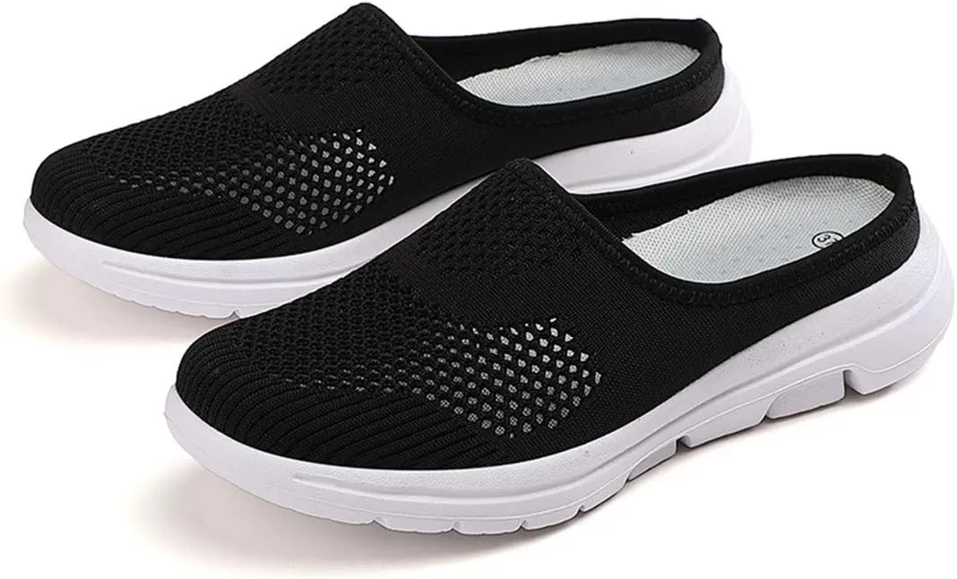 BIFINI Womens Backless Sneakers Mesh Slip-on Mule Shoes Breathable Slippers