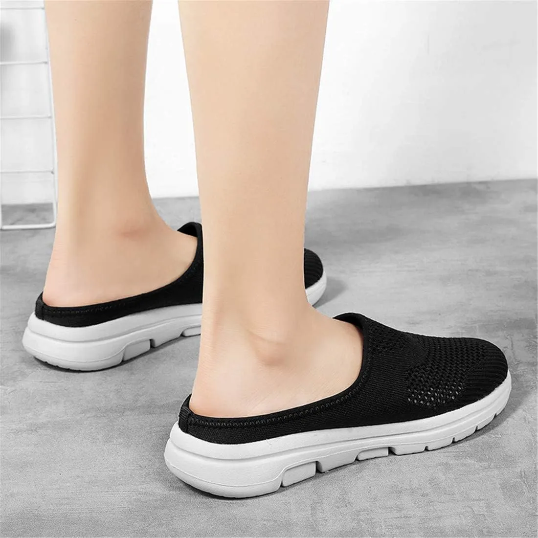BIFINI Womens Backless Sneakers Mesh Slip-on Mule Shoes Breathable Slippers