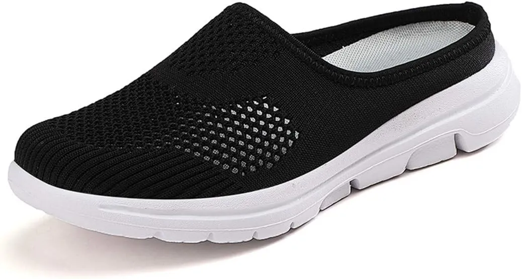 BIFINI Womens Backless Sneakers Mesh Slip-on Mule Shoes Breathable Slippers