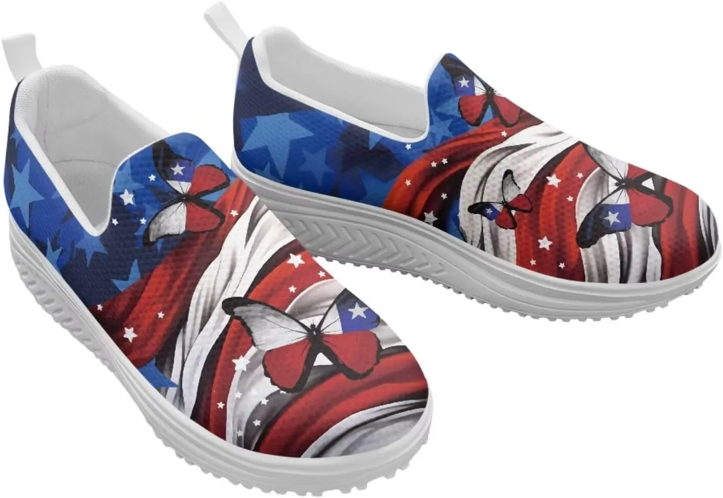 Binienty Women's Slip-On Platform Loafers Breathable Mesh Walking Sneakers Rocking Bottom Footwear