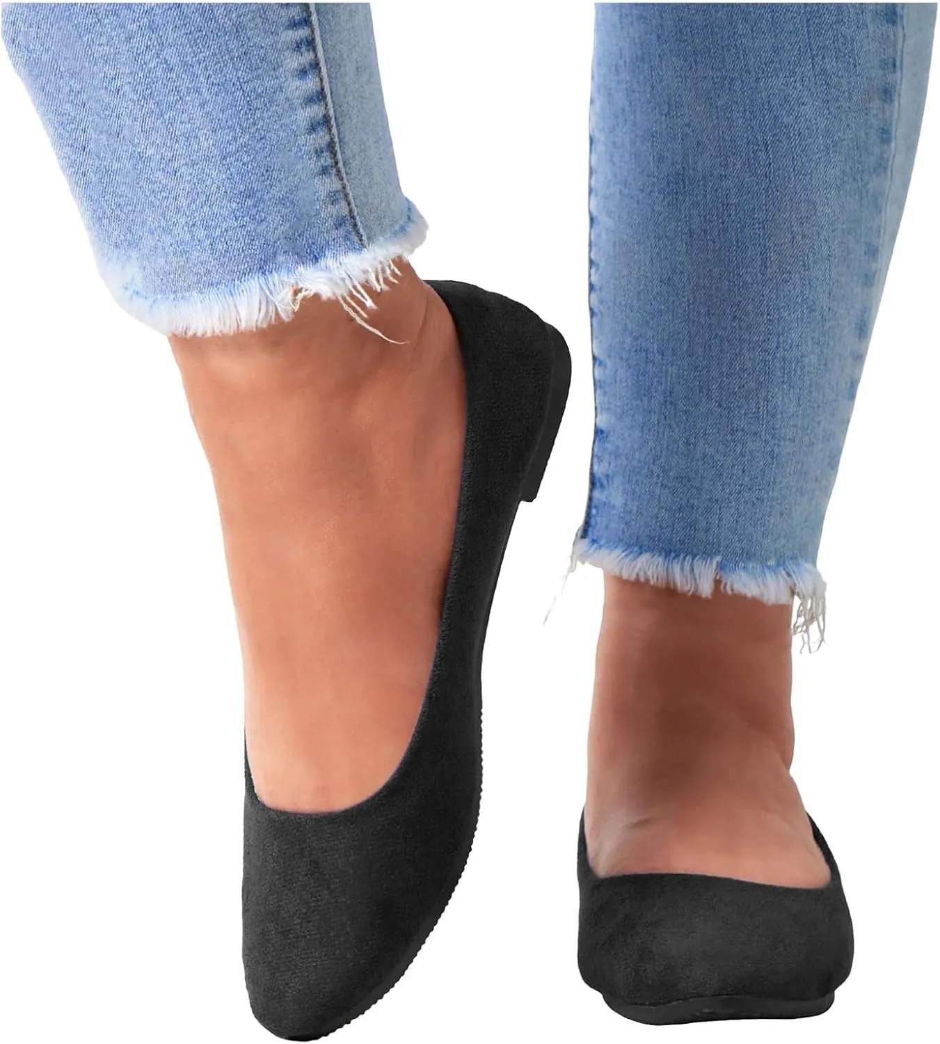 Black Flats for Women Dressy Pointed Toe Ballet Flats Comfortable Classic Flat Shoes for Women Faux Suede Walking Flats Shoes