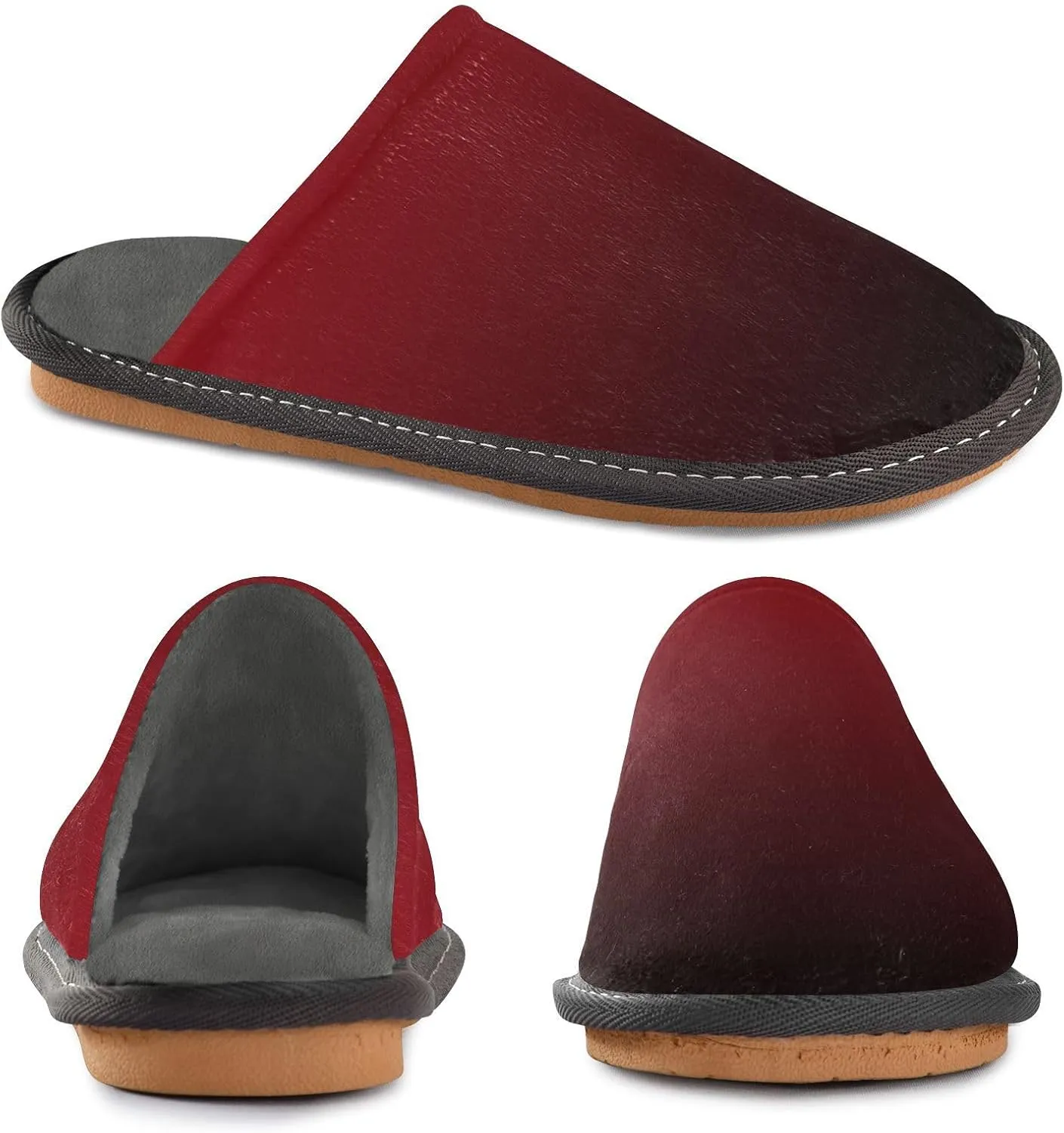 Black Red House Slippers for Women Men Non-Slip Slip On Slippers
