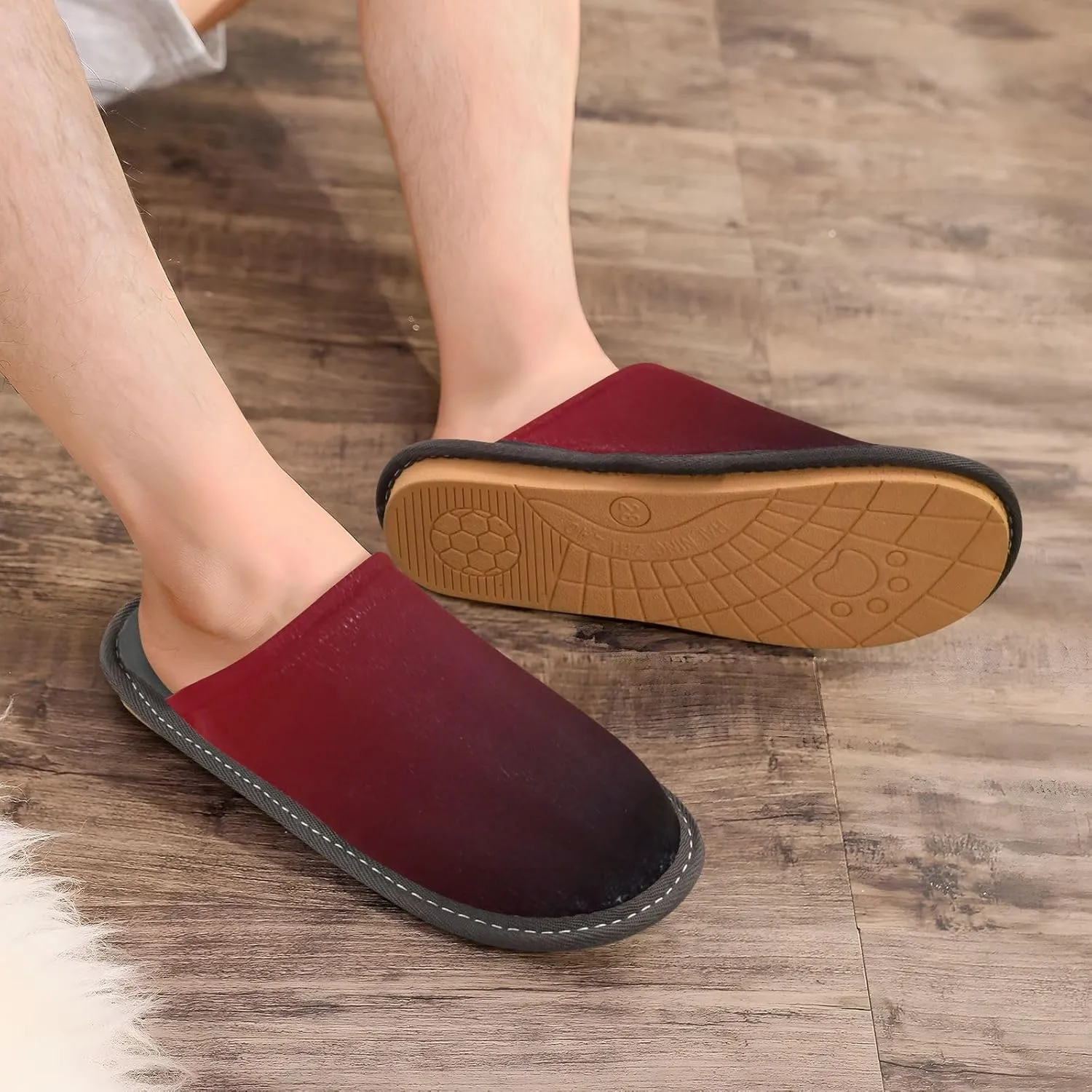 Black Red House Slippers for Women Men Non-Slip Slip On Slippers