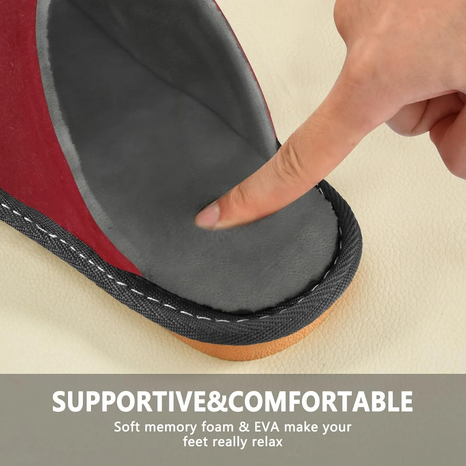Black Red House Slippers for Women Men Non-Slip Slip On Slippers