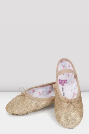 Bloch S0225GG Bunnyhop Full Sole Glitterdust Ballet Shoe - Gold Glitter