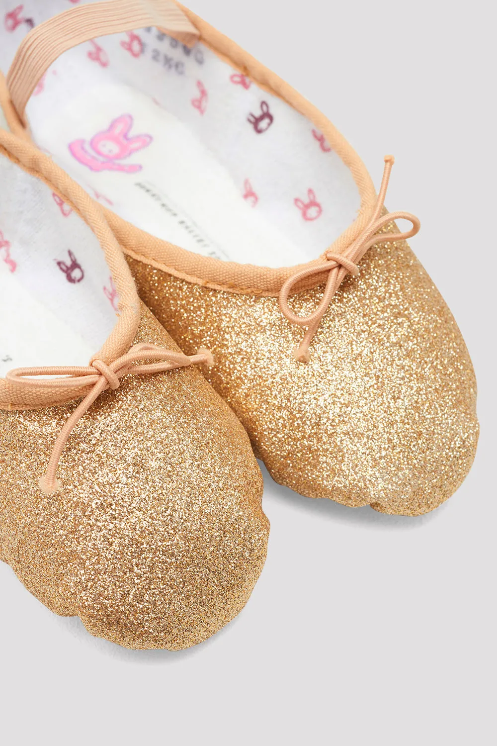 Bloch S0225GG Bunnyhop Full Sole Glitterdust Ballet Shoe - Gold Glitter