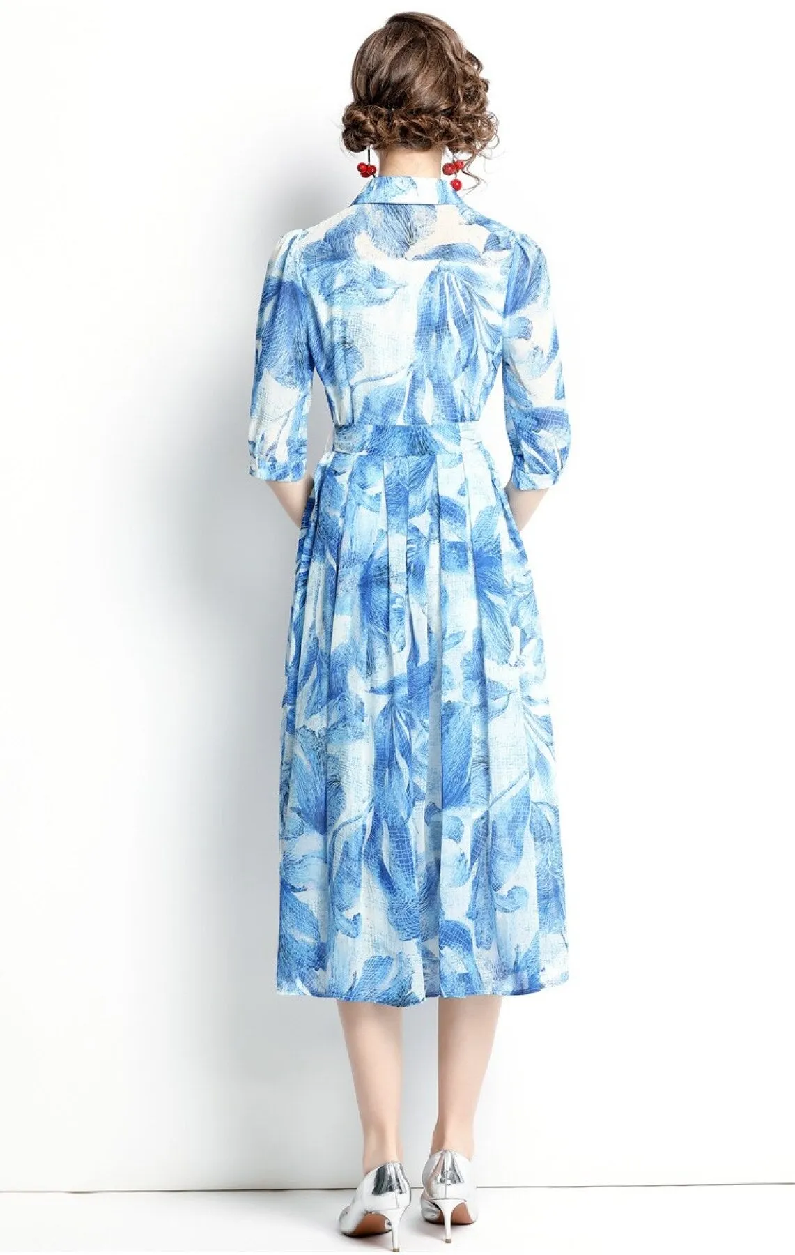 Blue Floral Best priced Expedited shipping Dress Shirt Spring