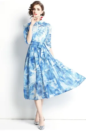 Blue Floral Best priced Expedited shipping Dress Shirt Spring