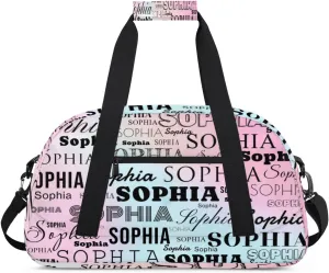 Blue Pink Custom Dance Bag Personalized Kids Gym Bag Overnight Duffel Bag Weekender Travel Bags for Girls Gymnastics Creative Name Ballet Bag Customized Kids Gifts
