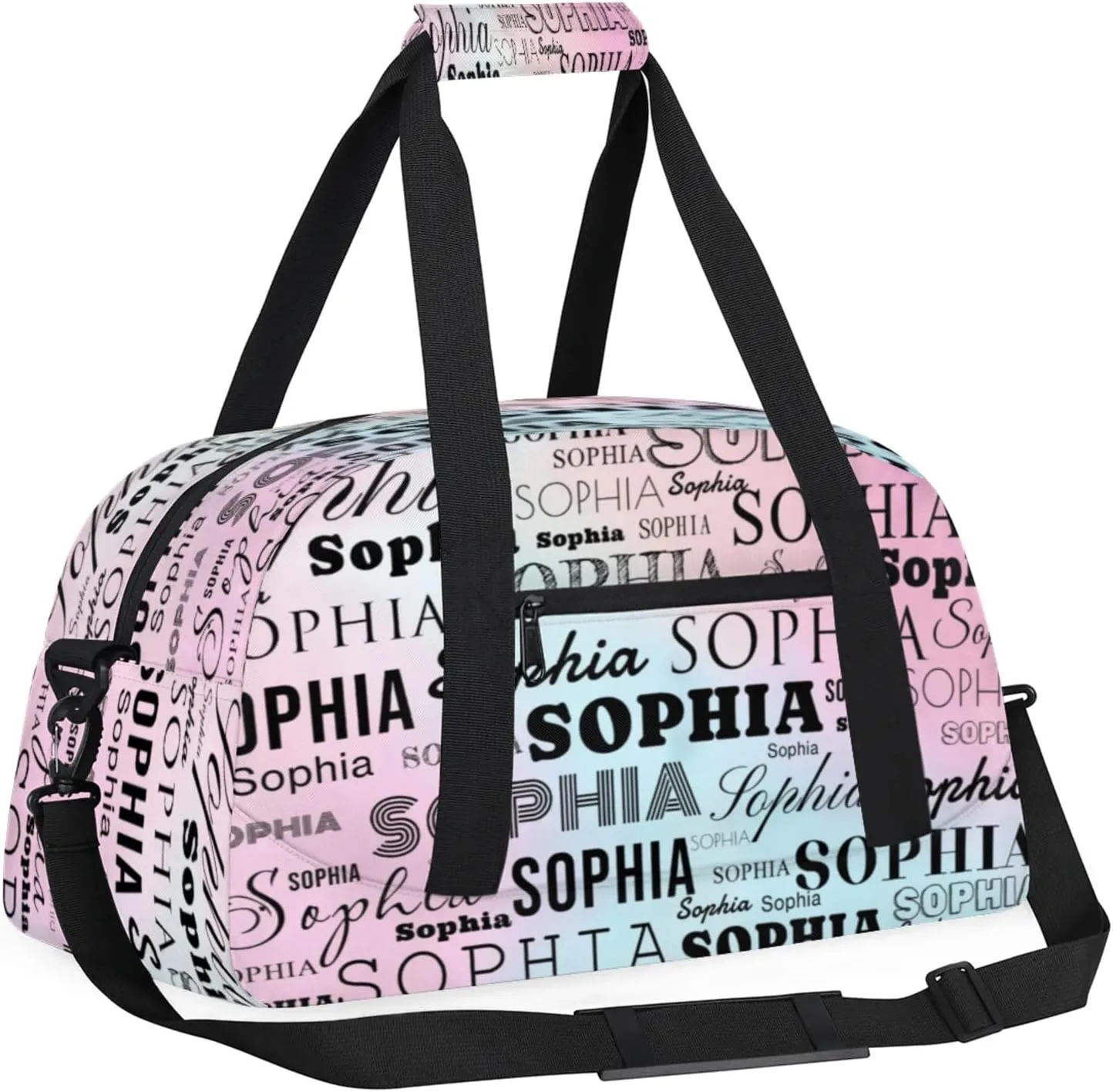 Blue Pink Custom Dance Bag Personalized Kids Gym Bag Overnight Duffel Bag Weekender Travel Bags for Girls Gymnastics Creative Name Ballet Bag Customized Kids Gifts