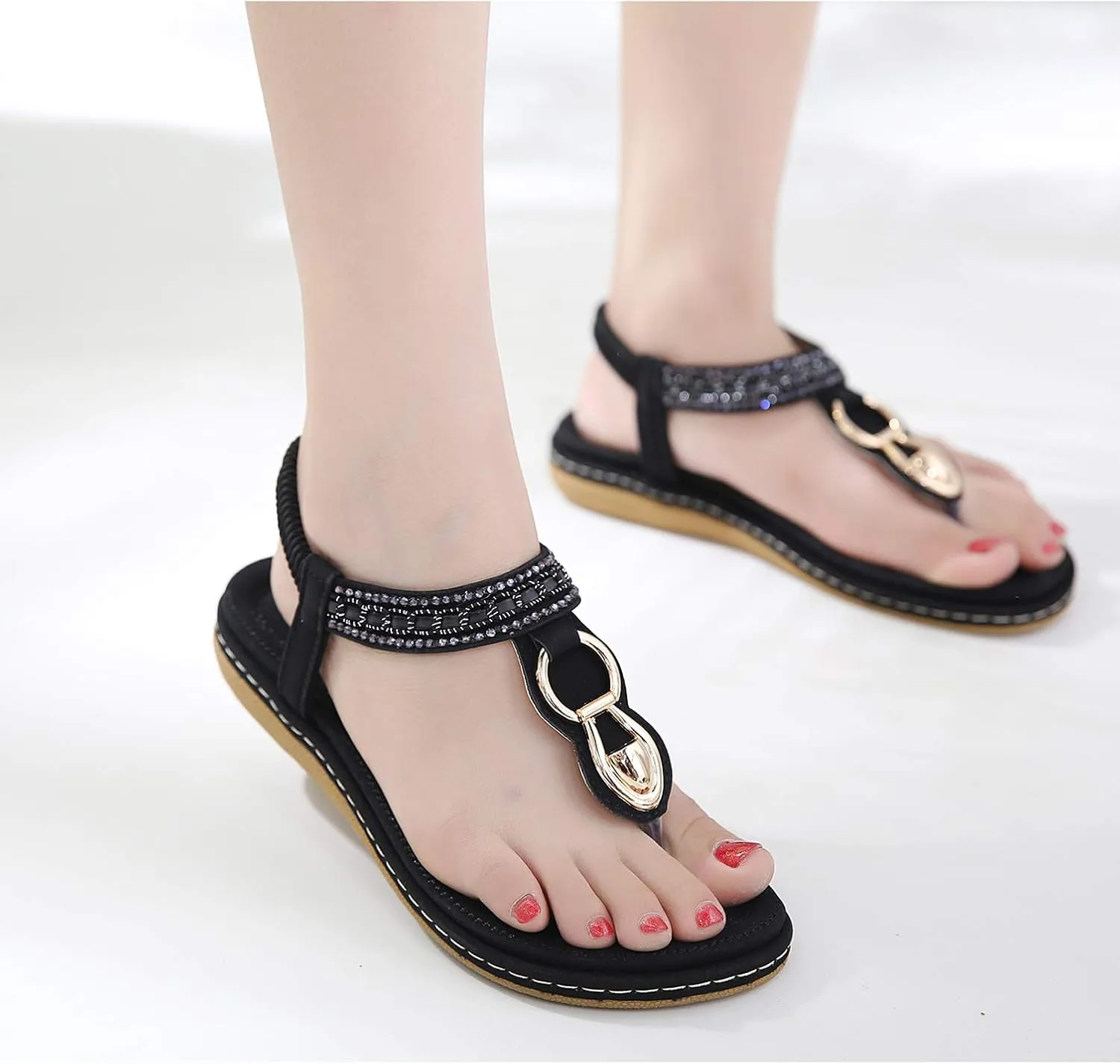 Bohemian Glitter Summer Flat Sandals Prime Thongs Flip Flop Shoes