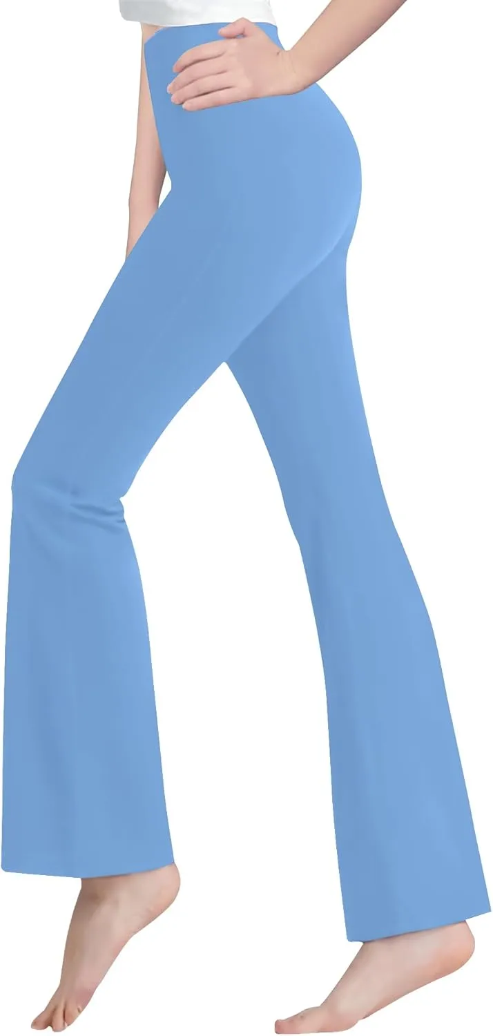 Bootcut Leggings for Girls High Waist Soft Stretch Women Yoga Pants Teen Dance Running Black Pink Dark Blue Maroon White