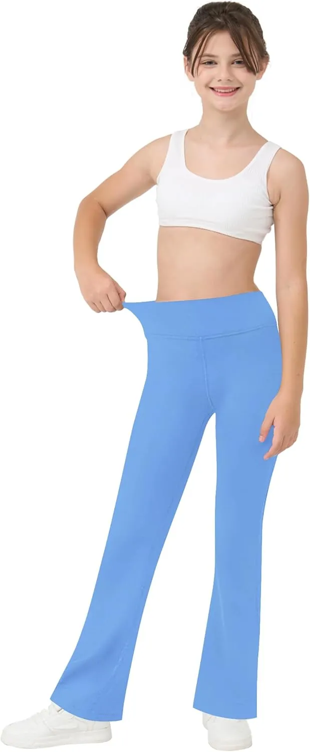 Bootcut Leggings for Girls High Waist Soft Stretch Women Yoga Pants Teen Dance Running Black Pink Dark Blue Maroon White
