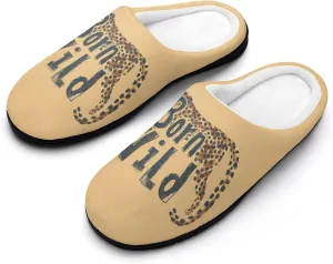Born Wild Cheetah Leopard Animal Men's Cotton Slippers House Shoes Memory Foam Indoor Slip On Home Shoes
