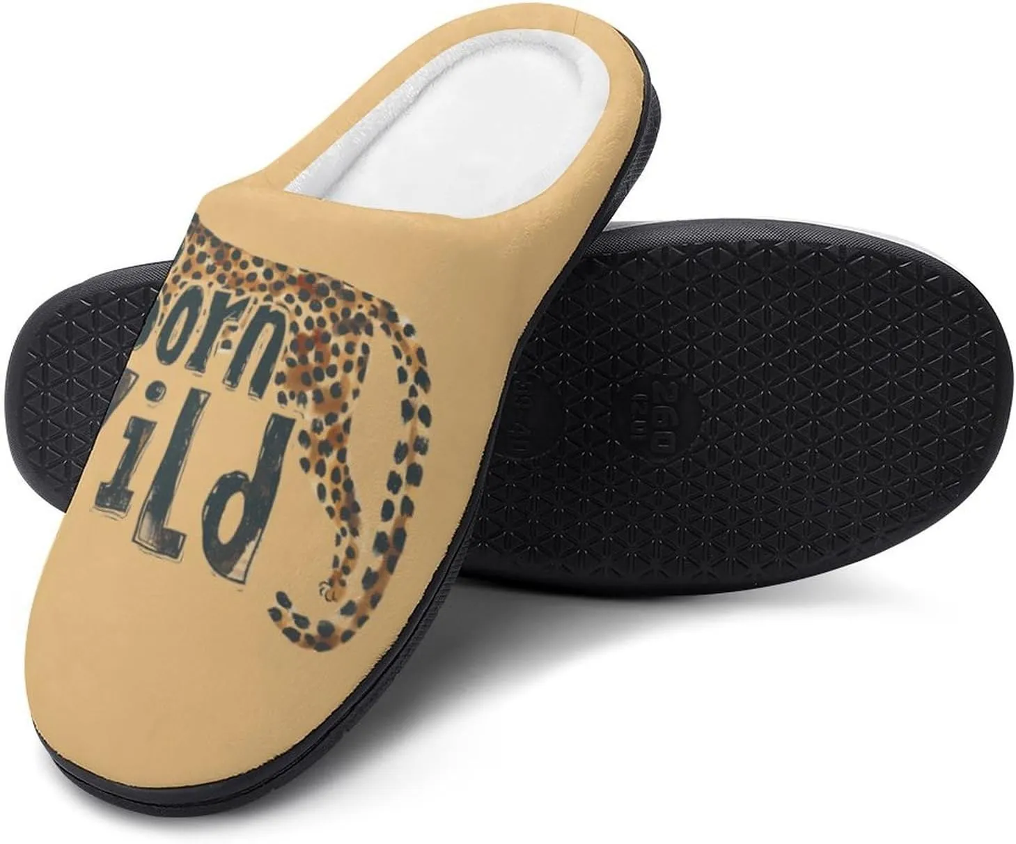 Born Wild Cheetah Leopard Animal Men's Cotton Slippers House Shoes Memory Foam Indoor Slip On Home Shoes