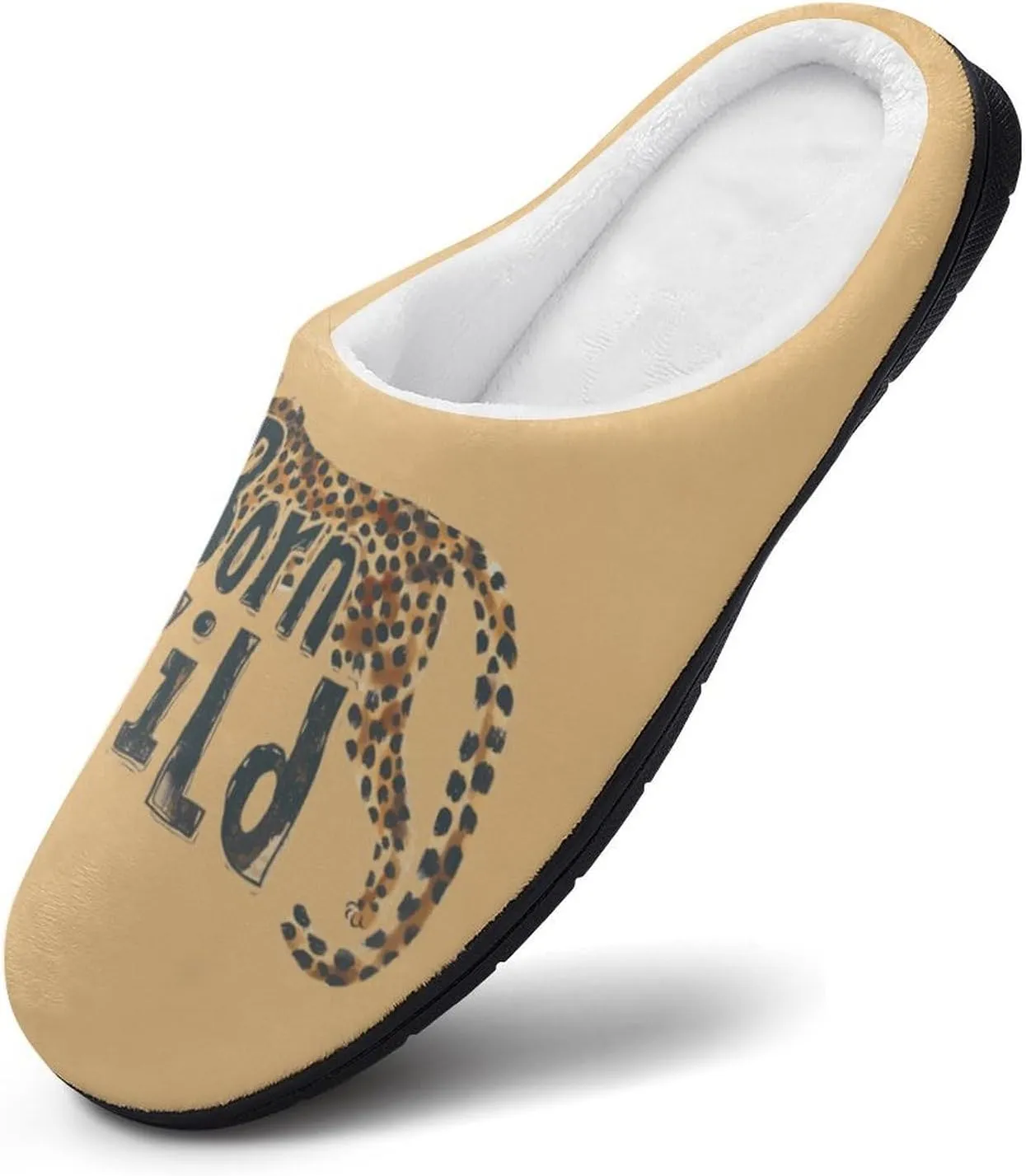 Born Wild Cheetah Leopard Animal Men's Cotton Slippers House Shoes Memory Foam Indoor Slip On Home Shoes