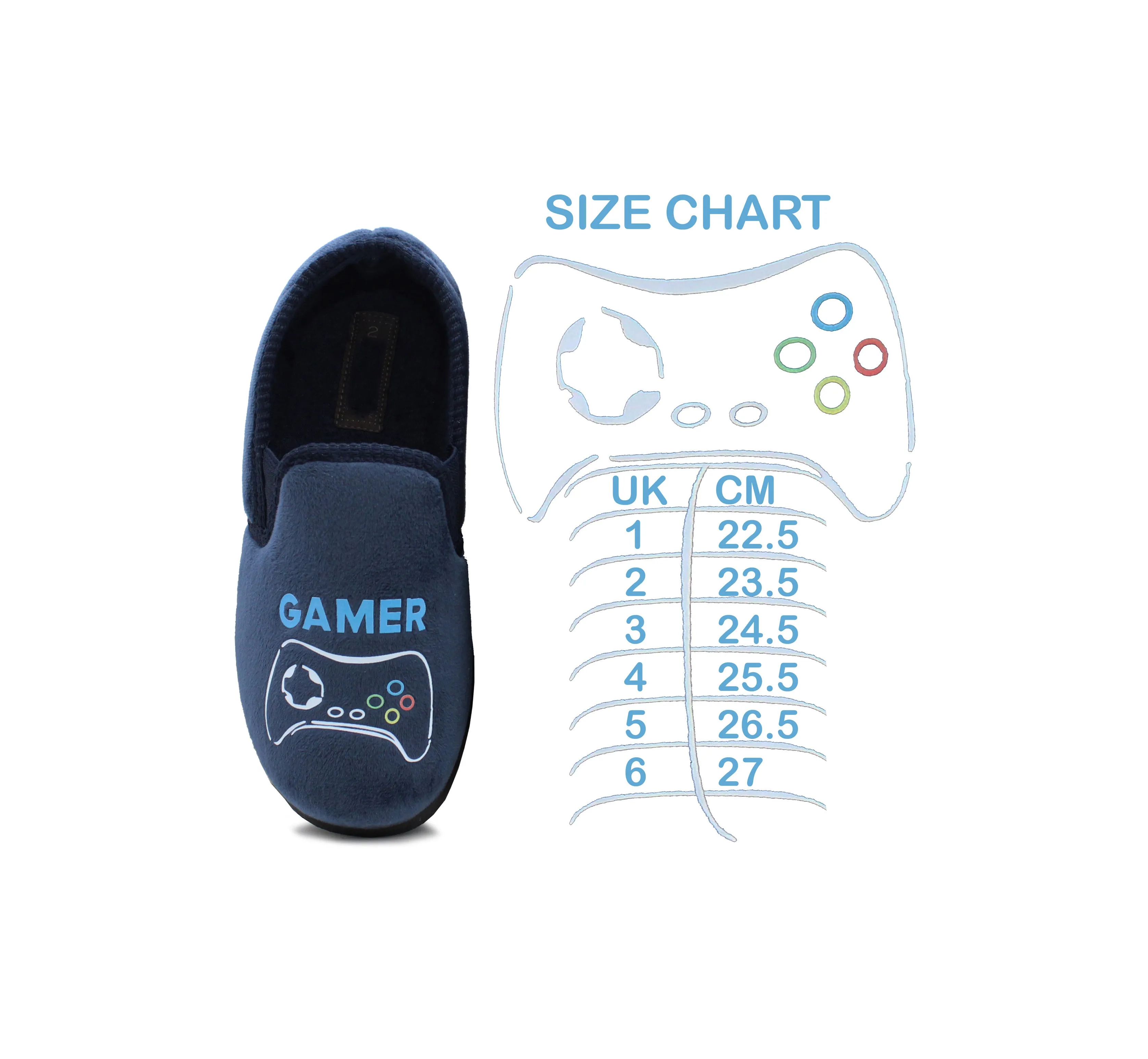 Boys Gaming Slippers Gamer Slip On Novelty Youth Kids Elastic House Shoes