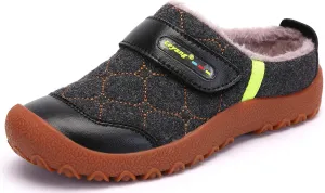 Boys Girls Warm Slippers Kids Soft Plush Lining Indoor Outdoor Slip-on Shoes