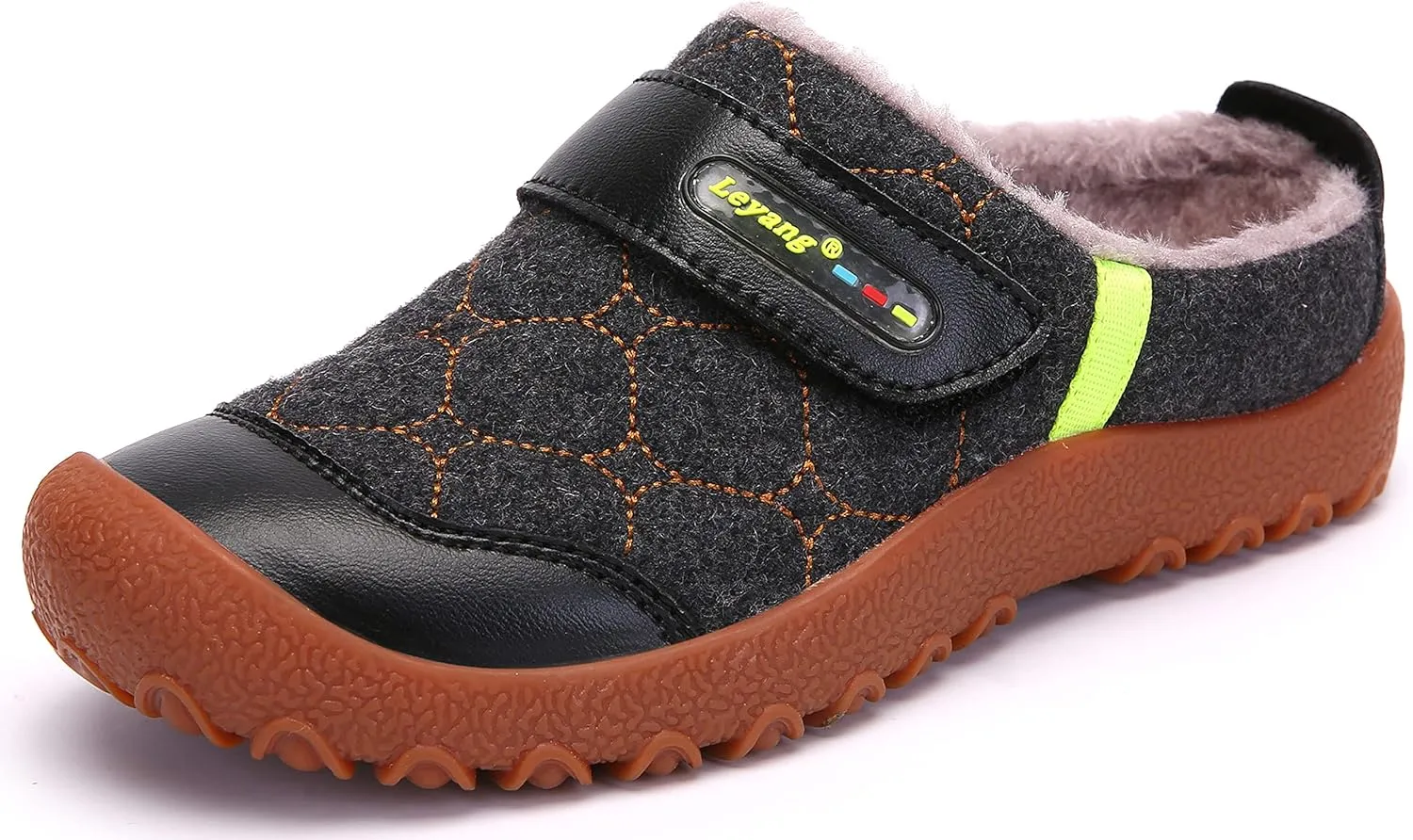 Boys Girls Warm Slippers Kids Soft Plush Lining Indoor Outdoor Slip-on Shoes