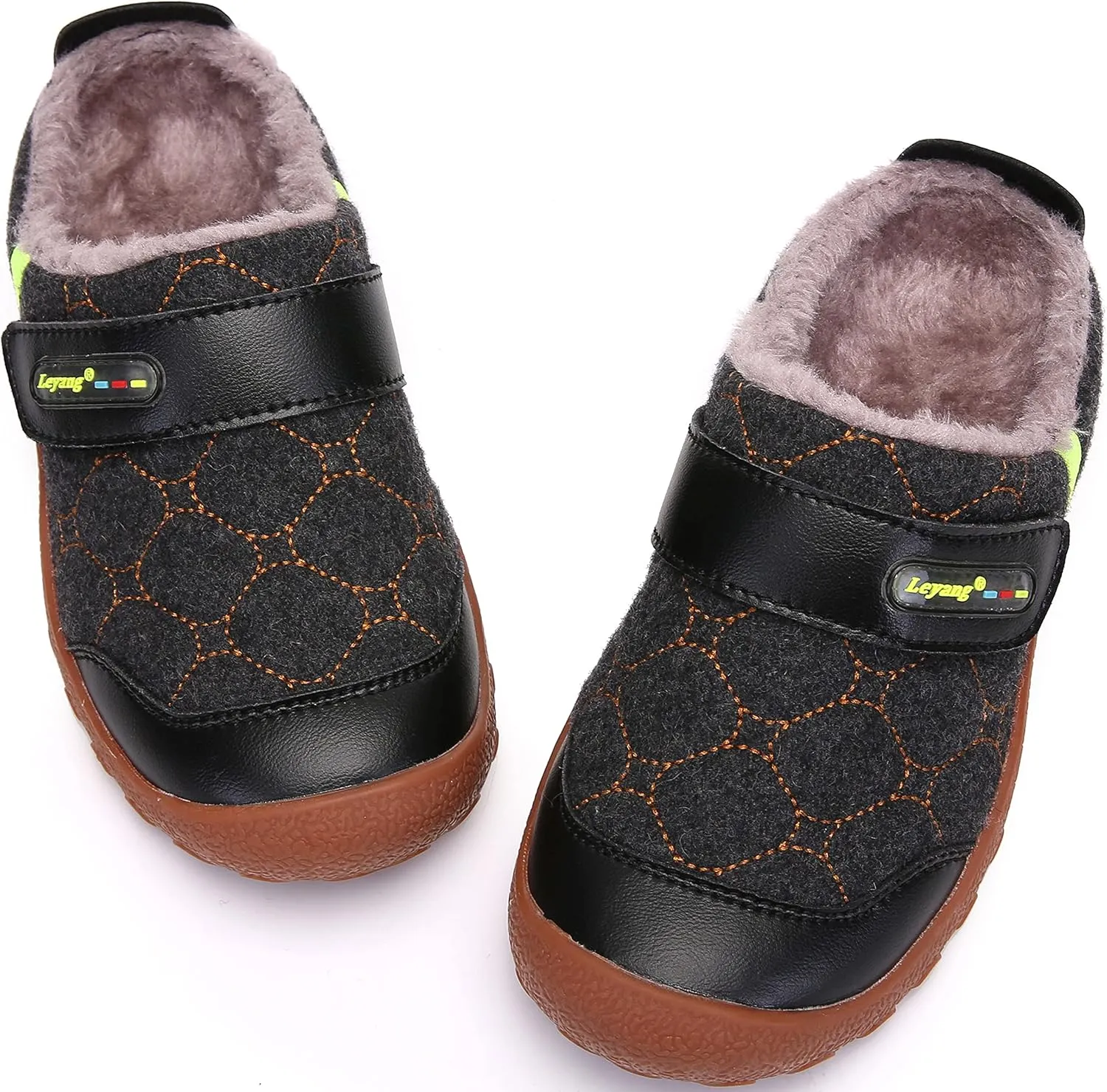 Boys Girls Warm Slippers Kids Soft Plush Lining Indoor Outdoor Slip-on Shoes