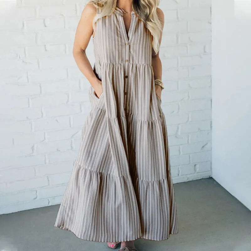 Breaire – Tiered stripe – Sleeveless maxi dress