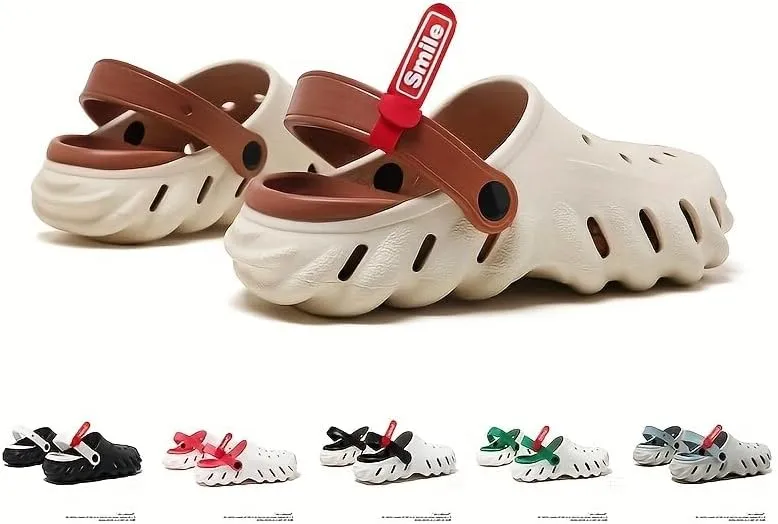 Breathable Hollow Design Men's Garden Clogs - Comfortable Slip-On Couple Beach Shoes