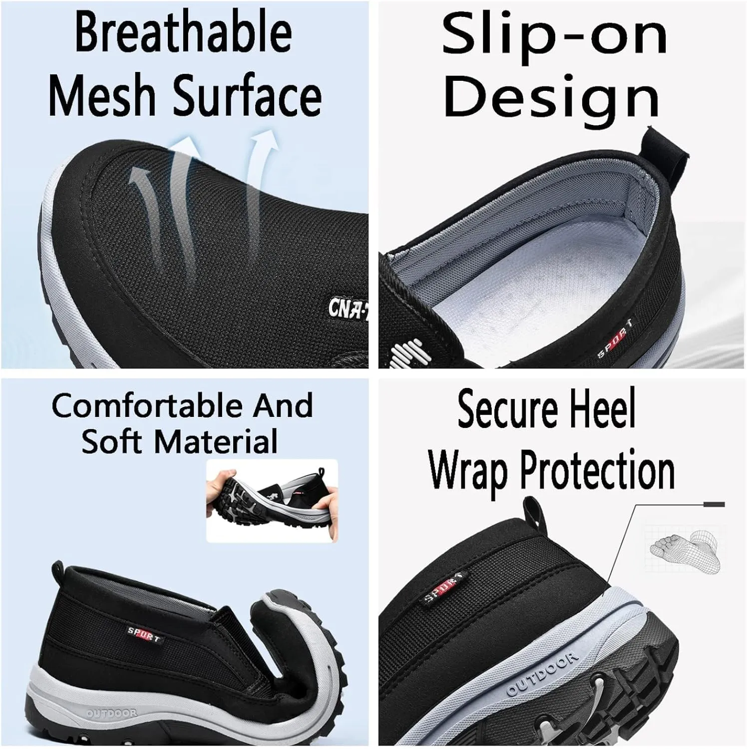 Breathable Orthopedic Travel Plimsolls, Non-Slip Air Sneakers, Men's Arch Support Slip-on Canvas Loafers