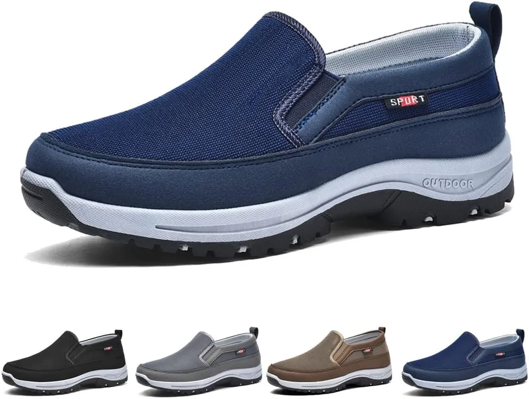 Breathable Orthopedic Travel Plimsolls, Non-Slip Air Sneakers, Men's Arch Support Slip-on Canvas Loafers