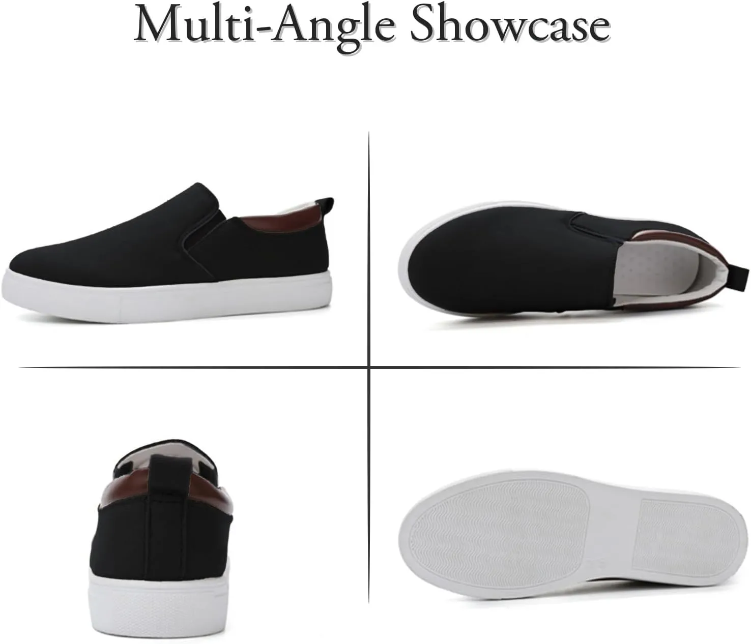 CAIJ Mens Slip On Shoes - Casual Canvas Black Low Top Slip On Shoes