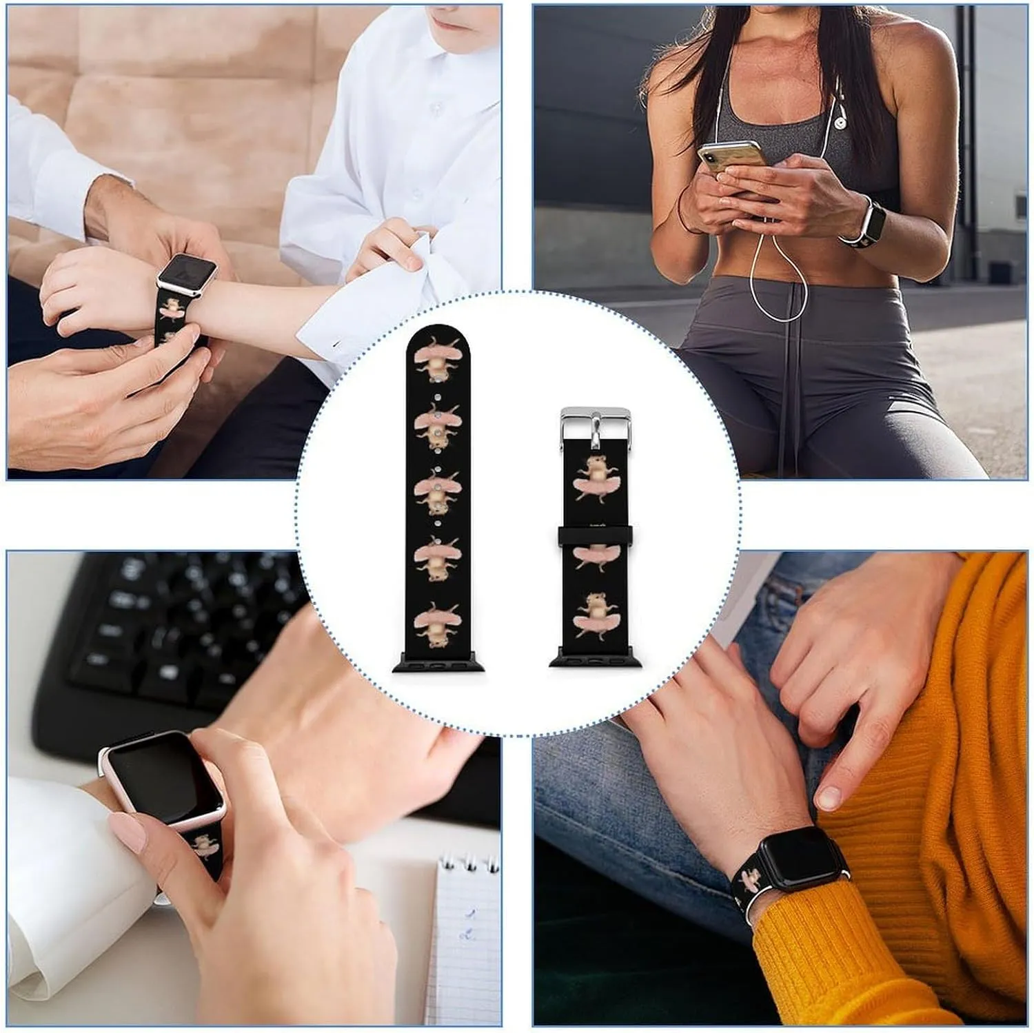Capybara Ballet Dancer Adjustable Silicone Watchband Compatible with IWatch Classic Soft Sports Watch Strap for Men Women