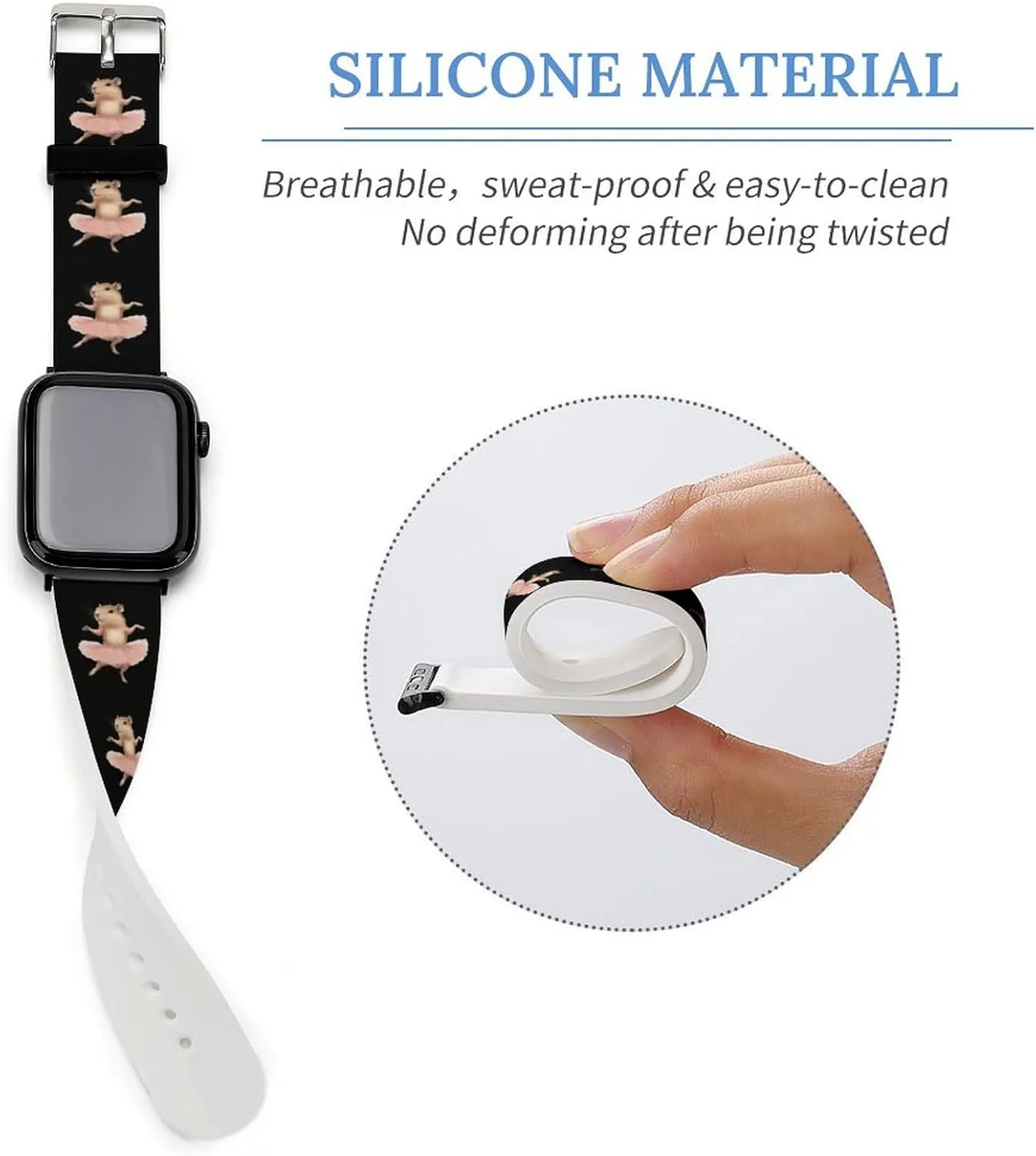 Capybara Ballet Dancer Adjustable Silicone Watchband Compatible with IWatch Classic Soft Sports Watch Strap for Men Women