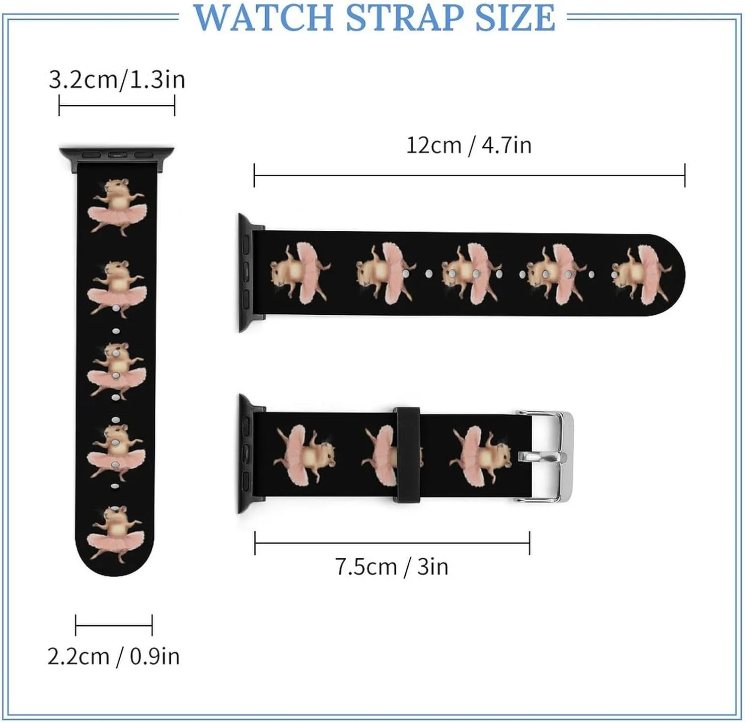 Capybara Ballet Dancer Adjustable Silicone Watchband Compatible with IWatch Classic Soft Sports Watch Strap for Men Women