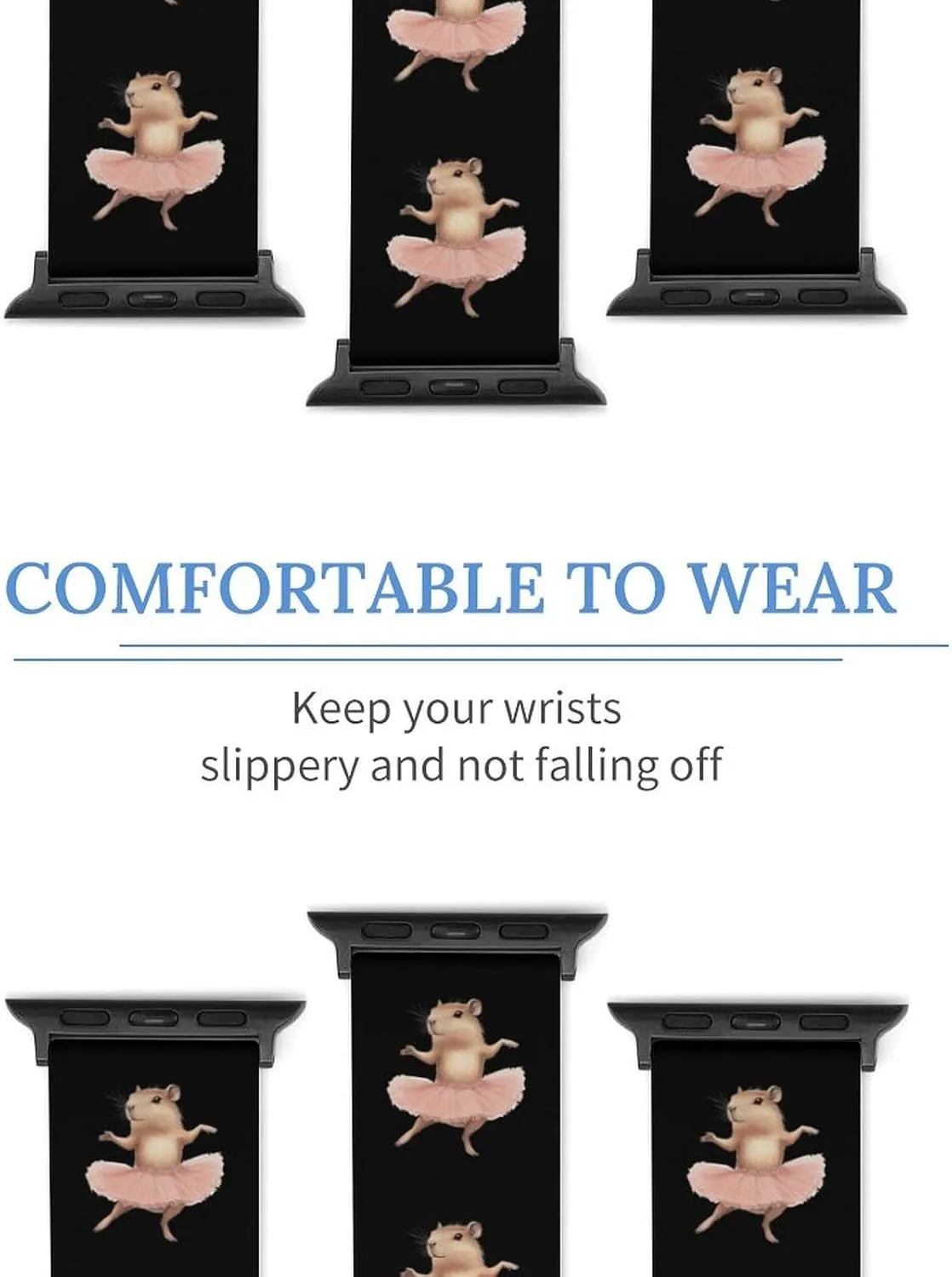 Capybara Ballet Dancer Adjustable Silicone Watchband Compatible with IWatch Classic Soft Sports Watch Strap for Men Women