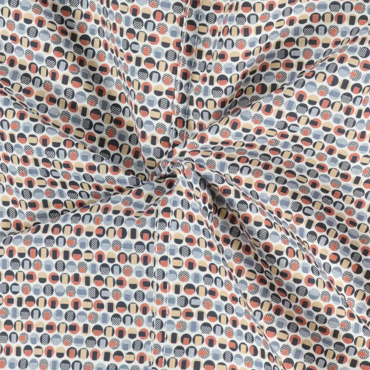 Casa Moda Short Sleeve Shirt Casual Fit Blue Circular Print