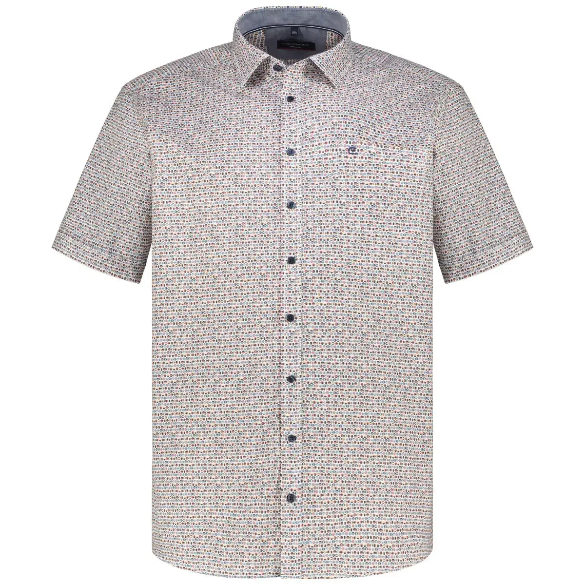 Casa Moda Short Sleeve Shirt Casual Fit Blue Circular Print