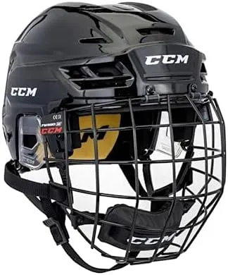CCM Tacks 210 Hockey Helmet Combo with Cage (Black, Small)