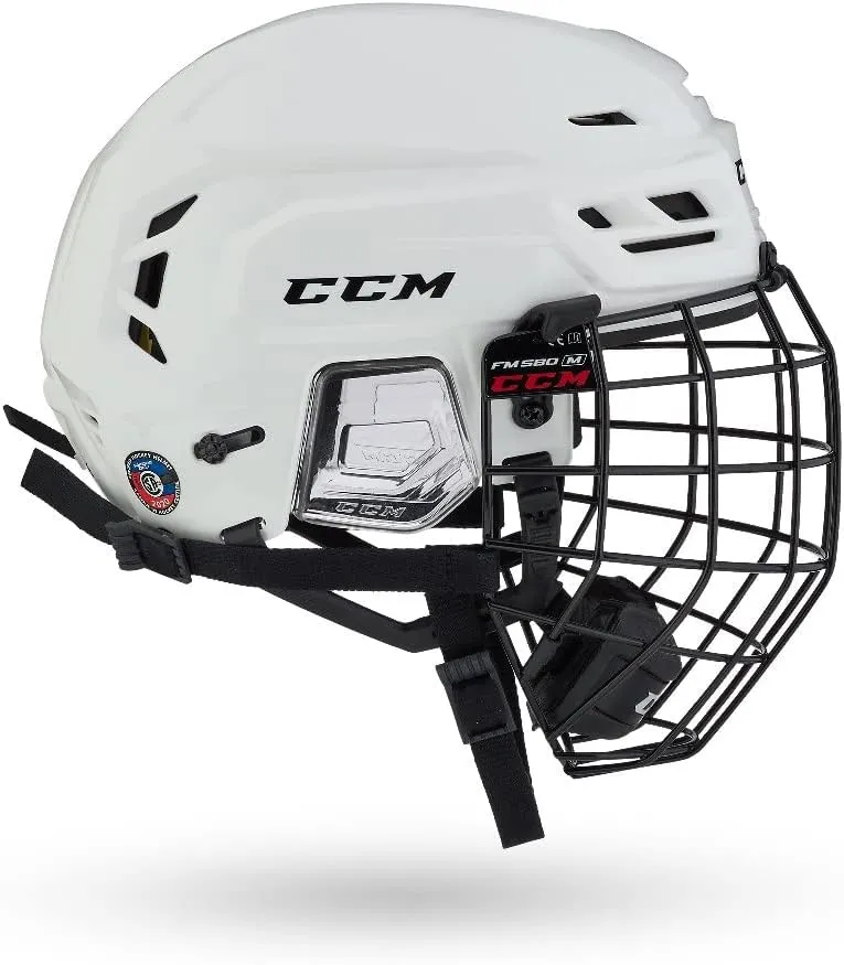 CCM Tacks 210 Hockey Helmet Combo with Cage (White, Small)