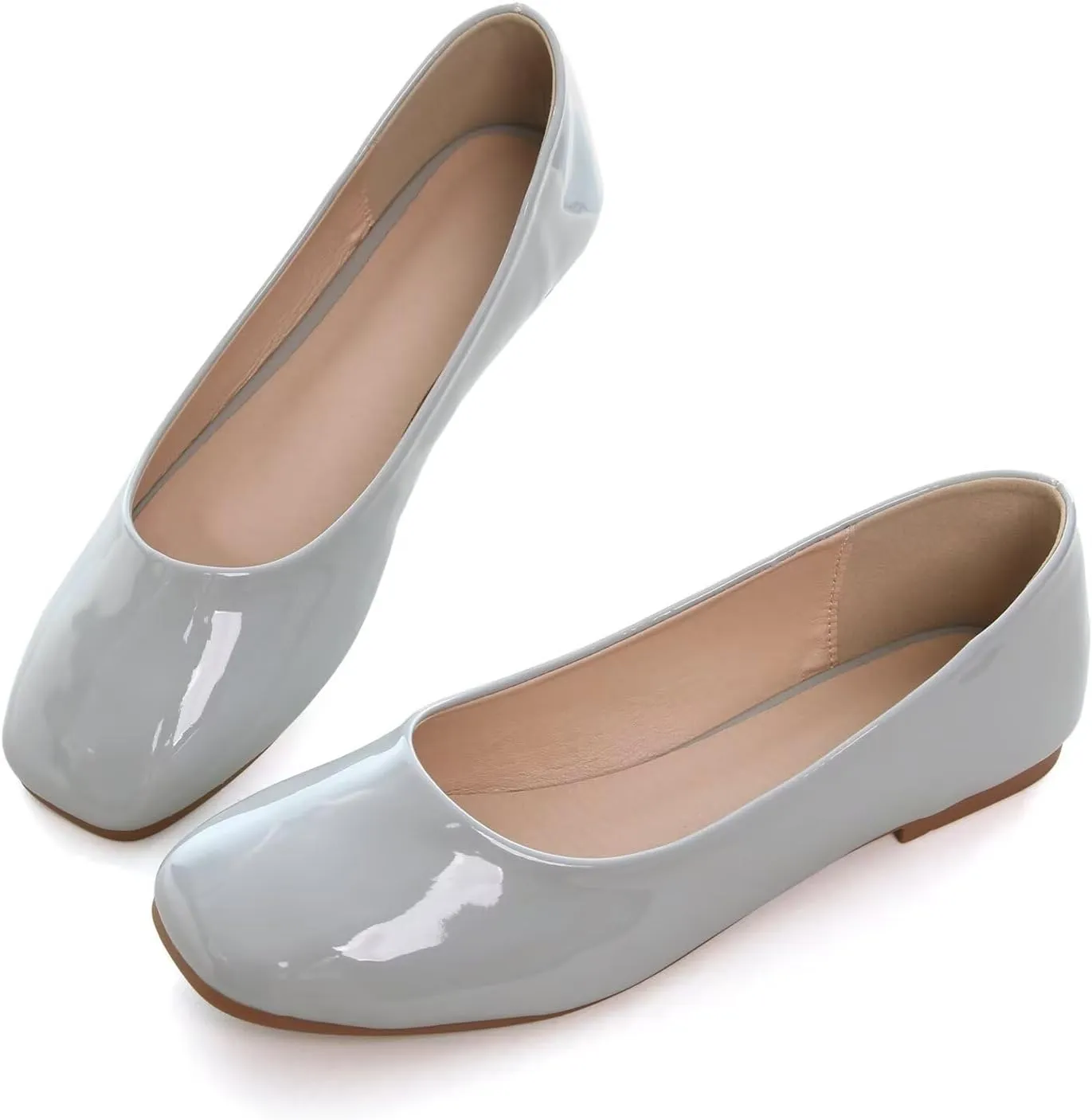 ChaiRong Zhou Women Square Toe Ballets Flats Comfort Slip On Walking Shoes for Driving