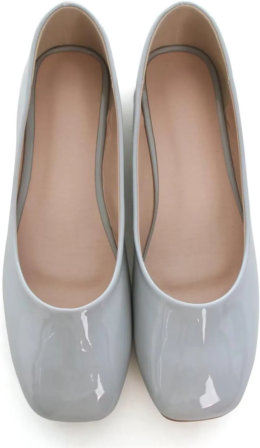 ChaiRong Zhou Women Square Toe Ballets Flats Comfort Slip On Walking Shoes for Driving
