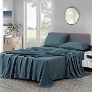 Chezmoi Collection Solid China Blue 250TC 100% Cotton Twill Bed Sheet Set King Size, 4-Piece Luxury Soft Breathable Smooth 16-Inches Deep Pocket Sheets and Pillowcases Set