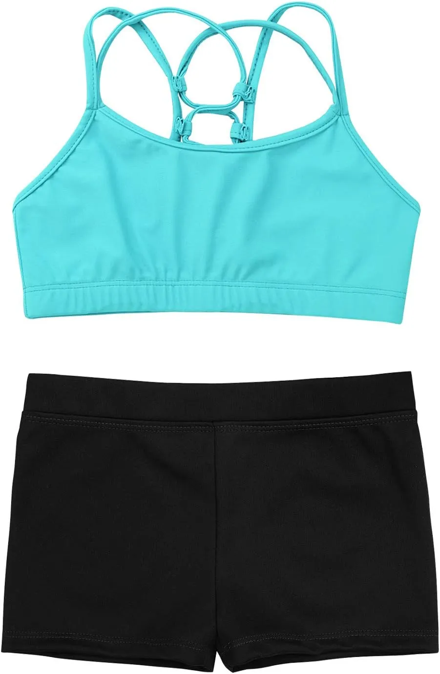 CHICTRY Kids' Girls' 2 Piece Activewear Set Strappy Sport Bra and Booty Short for Dancing Tumbling Athletic Gymnastics