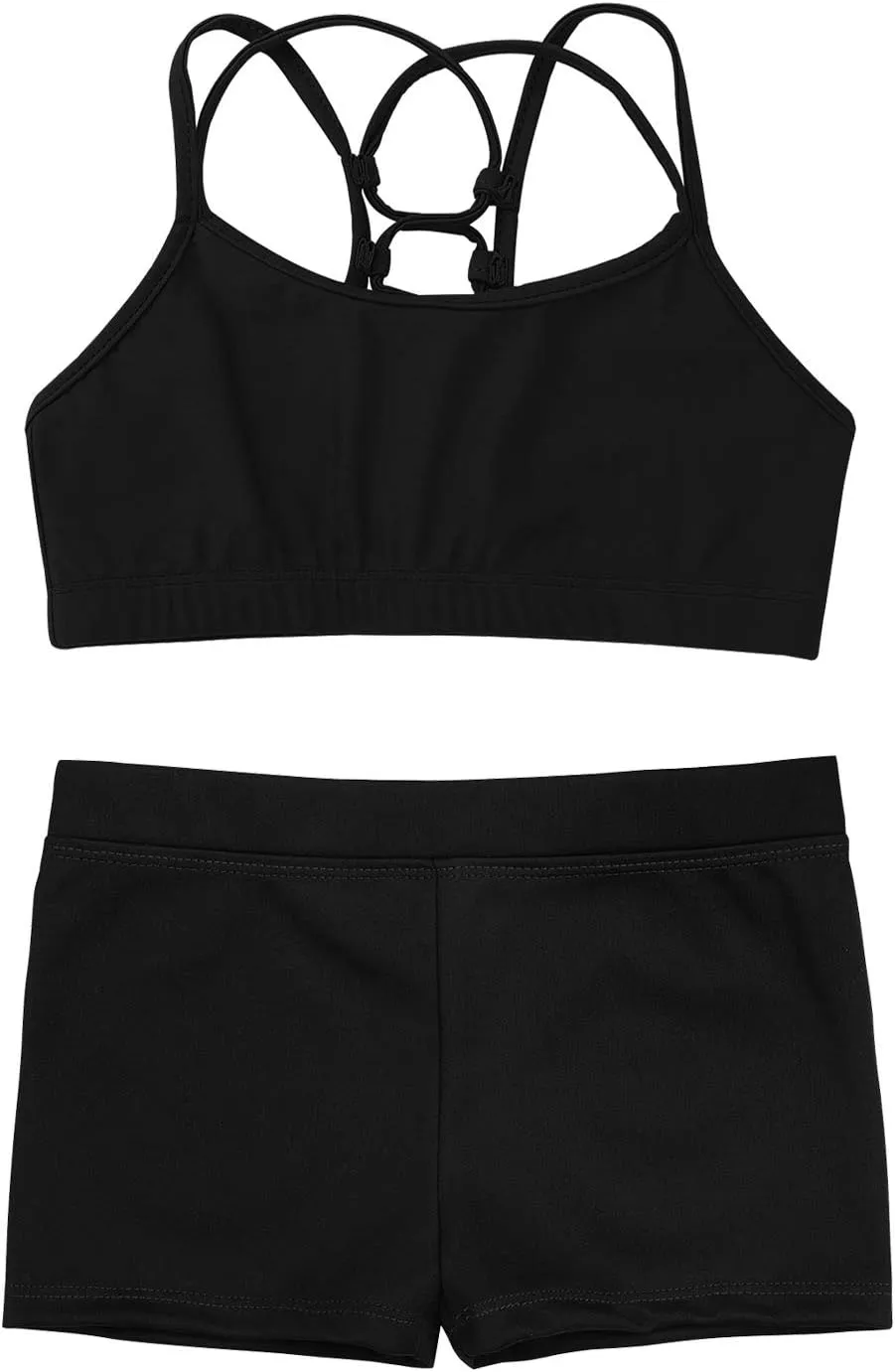 CHICTRY Kids' Girls' 2 Piece Activewear Set Strappy Sport Bra and Booty Short for Dancing Tumbling Athletic Gymnastics