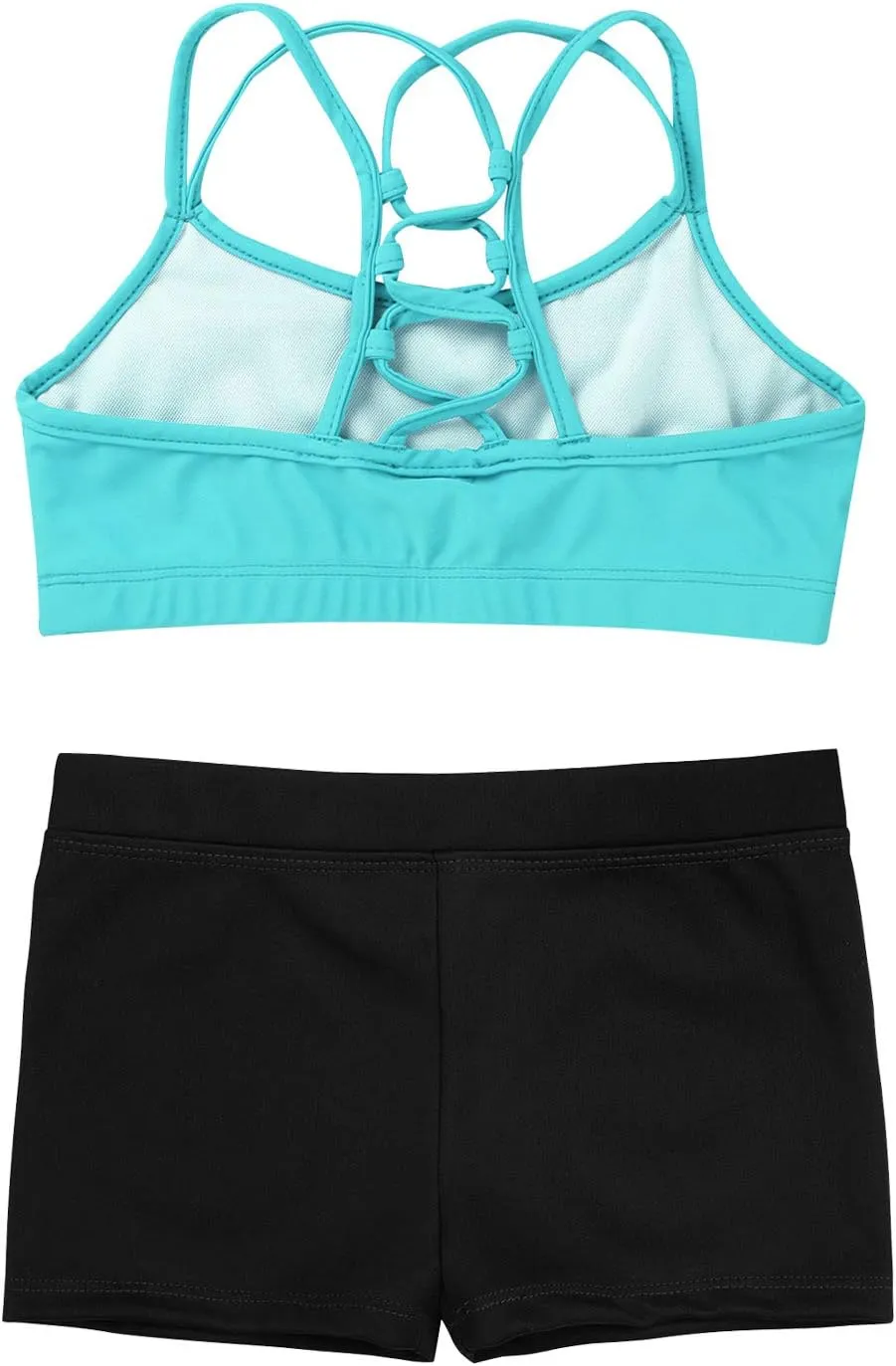 CHICTRY Kids' Girls' 2 Piece Activewear Set Strappy Sport Bra and Booty Short for Dancing Tumbling Athletic Gymnastics
