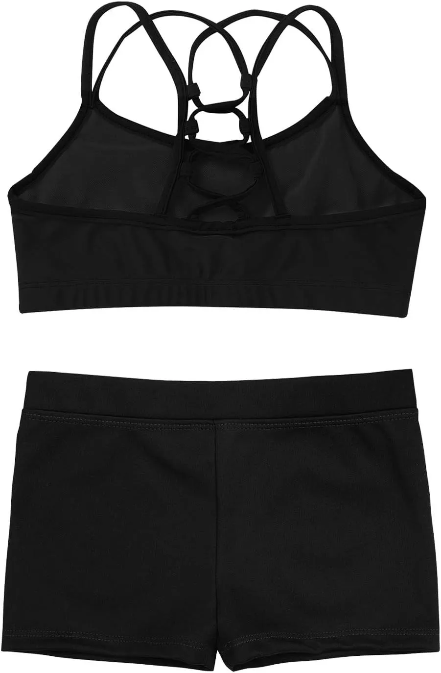 CHICTRY Kids' Girls' 2 Piece Activewear Set Strappy Sport Bra and Booty Short for Dancing Tumbling Athletic Gymnastics