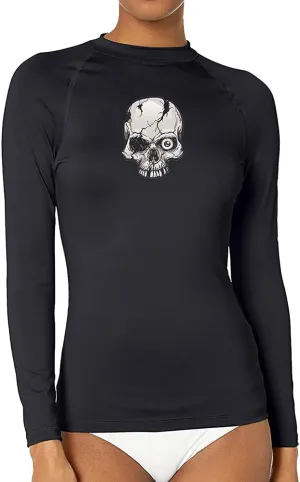 CHOO Women's Pirate Skull Uv-Protected Sports Fitted Shirt Skin Tee for Fishing, Large