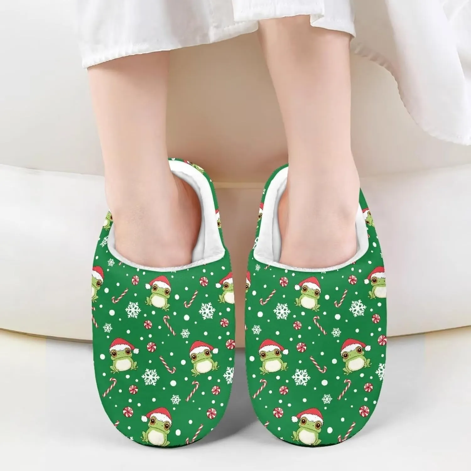 Christmas Kids Fuzzy Warm House Slippers for Girls Non Slip Rubber Sole Home Slippers for Toddlers Size 9-15