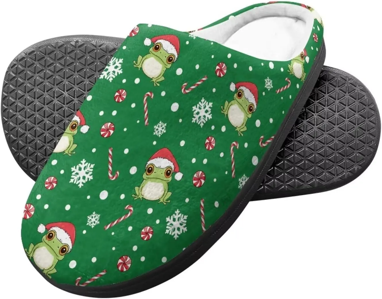 Christmas Kids Fuzzy Warm House Slippers for Girls Non Slip Rubber Sole Home Slippers for Toddlers Size 9-15