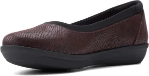 Clarks womens Ayla Low Ballet Flat, Burgundy Snake Print Synthetic, 5.5 US